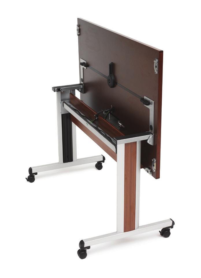 Features with power module: Optional 3 way Cable trunking fitted inside leg upright Cable tray and front