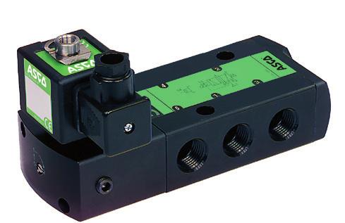SOLNOID VLVS pilot operated, spool type single/dual solenoid (mono/bistable function, W/W) aluminium body, /4 - /2 4 4 2 2 4 4 2 4 4 2 2 4 4 2 2 2 /2 / Series - FTURS The monostable spool valves in