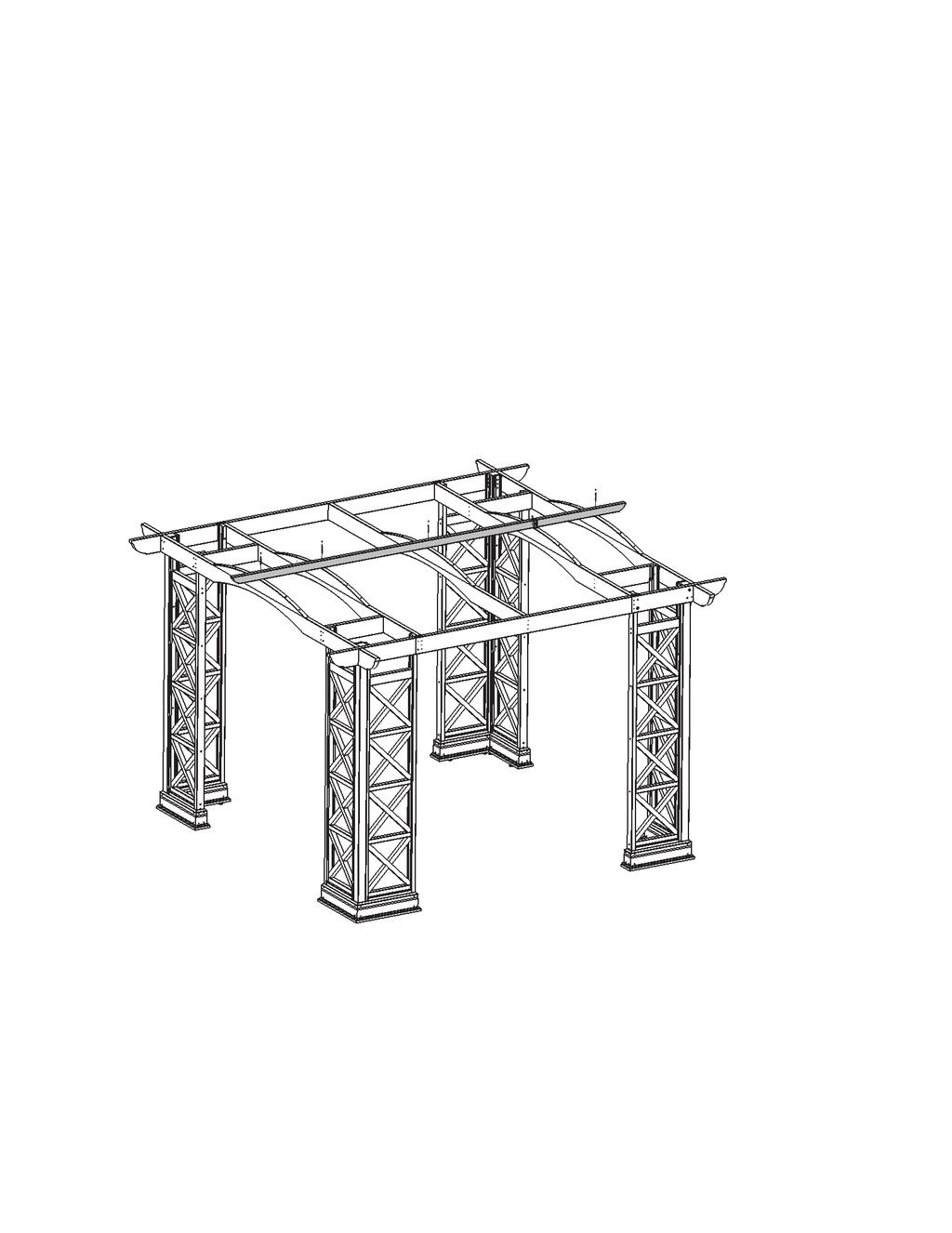 Step 13: Attach Trellis End Assemblies Part 1 A: Measure 59-1/4 from the inside of each (301) Beam 81-1/2 and place one Trellis End Assembly on the Arch Beam Offsets Arch Beam Centre and Arch Beam