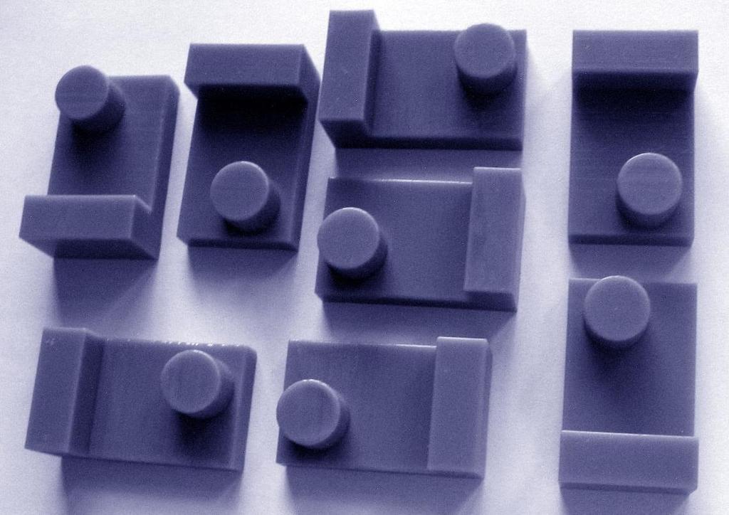 Eight independent parts (Figure 3) were produced from the same STL file using an Objet Eden250 3D printer.