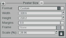 Poster size This part allows you to define the size of your poster including margins and a frame