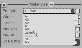 GLOBAL SETUP If the width, height or margins are changed in the main window, the format will change to custom.