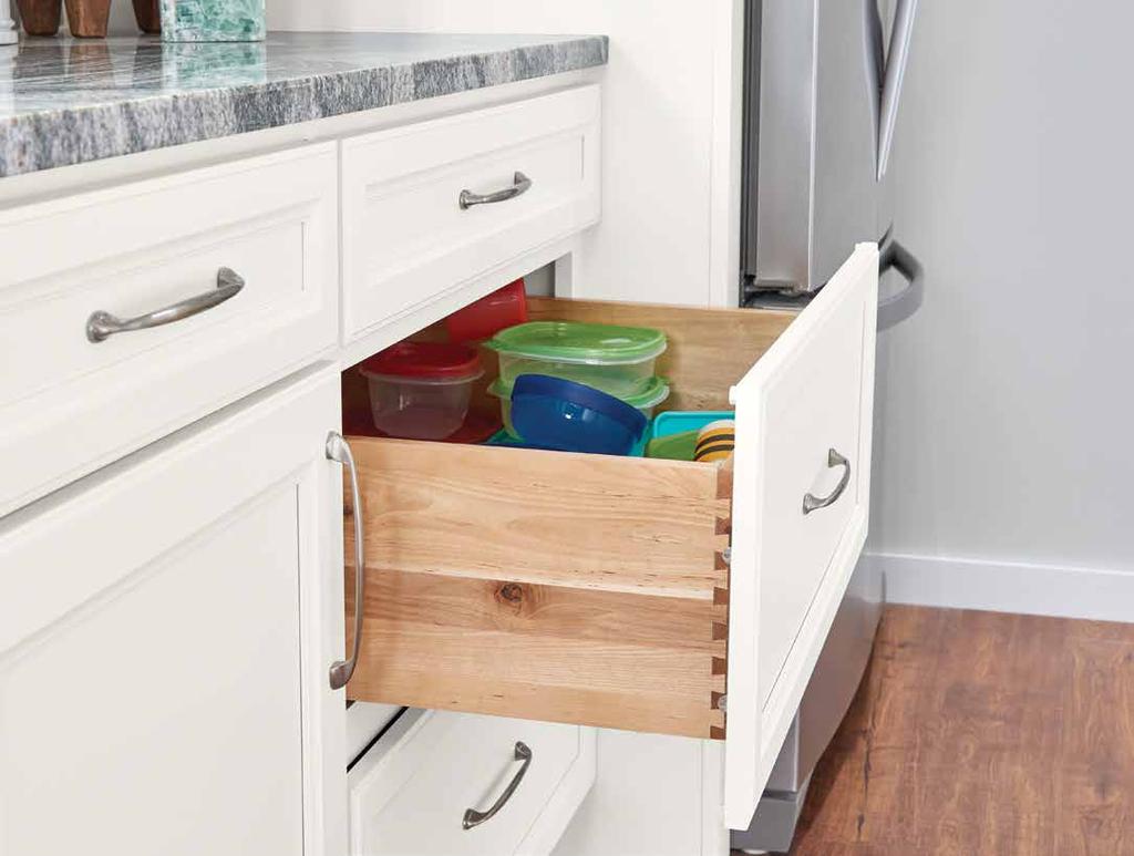 CONSTRUCTION CABINET CONSTRUCTION DRAWER CONSTRUCTION ALL PLYWOOD* SOLID WOOD 6-way adjustable hinge with soft-close 3/4" thick all-wood drawer box 3/8" thick plywood back and sides 1/4" thick fully