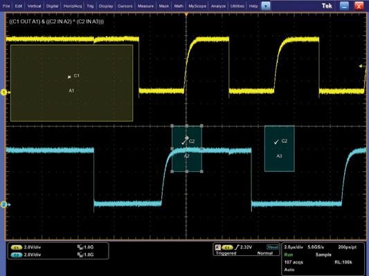 Then the remaining seven areas are used to specify the serial data pattern (cyan channel 2 signal).
