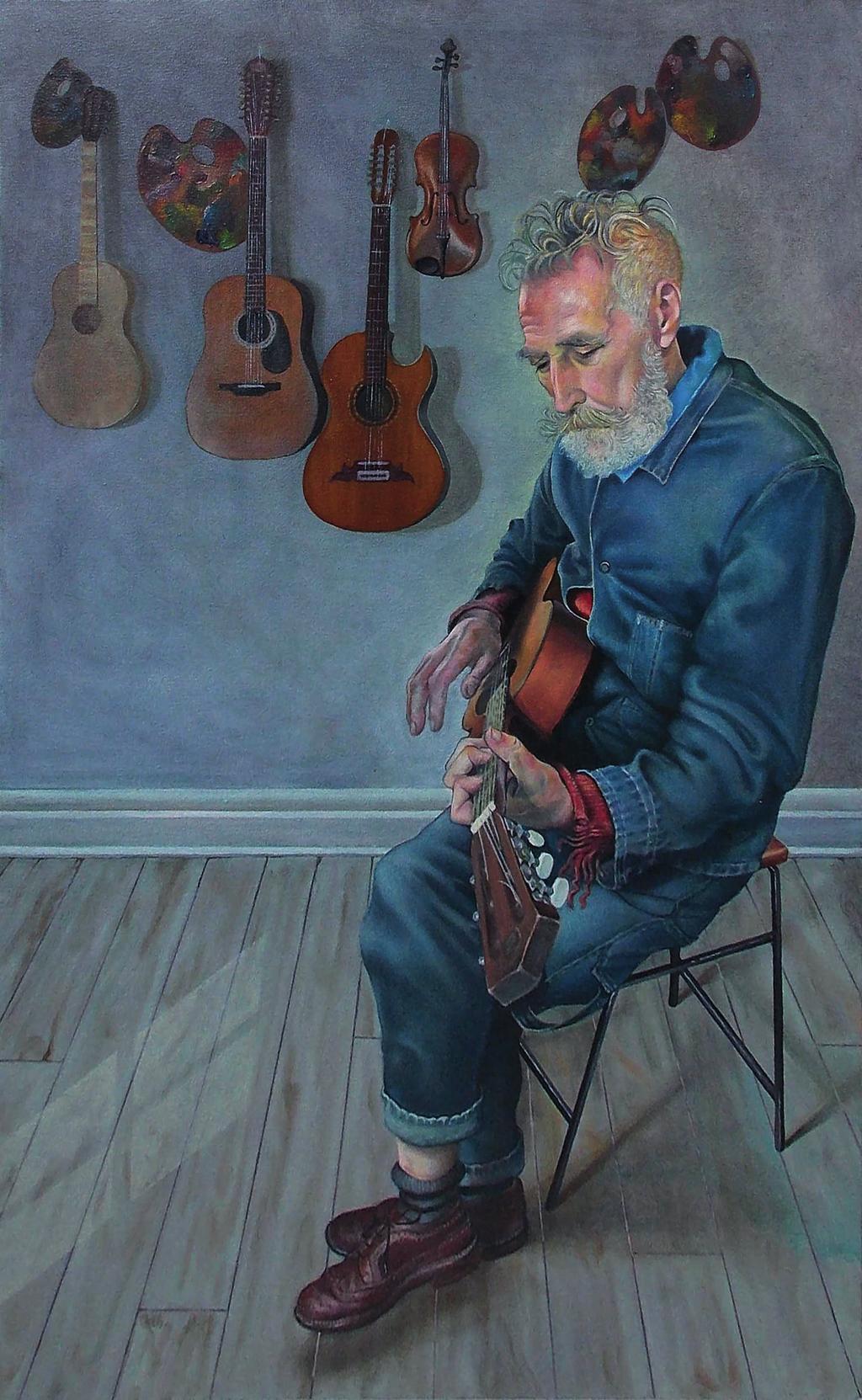 SECTION 1 EXPRESSIVE ART STUDIES (continued) Image for Q5 John Byrne and His Guitars (2014) by Mark Mulholland oil paint on canvas (84 54 cm) 5.