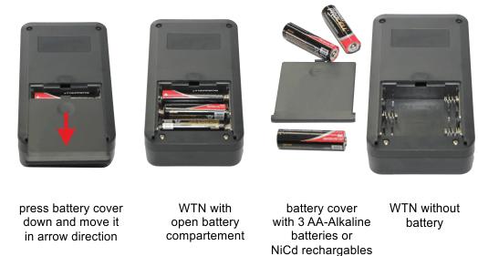 Use alkaline batteries. When using rechargeable NiMh batteries, you must charge them with an external charging unit.