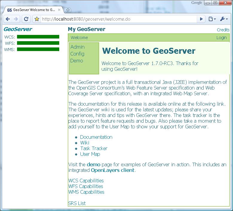 Login using admin and geoserver as the