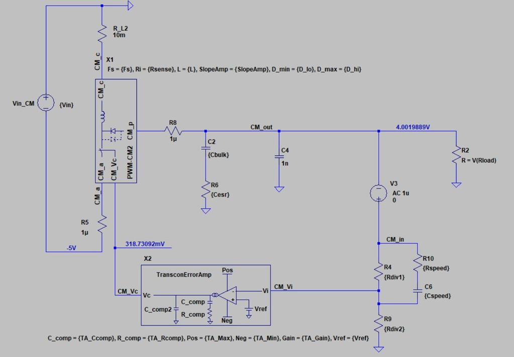 In this example the feedback voltage is still referenced to GND but a practical implementation may require a separate shunt regulator like the LM385 to provide a