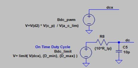 To keep a common model for Buck and Boost converters an a_c_lim signal with a dead zone of +/- 1 mv was introduced.