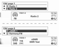 82 Aparatul radio Numărul de pagini de Preferinţe poate fi configurat din Settings (Setări) Radio settings (Setări radio) Radio favourites (Posturi de radio favorite) (numărul maxim de pagini de