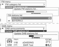 84 Aparatul radio Meniu DAB Anunţuri DAB Din elementul DAB menu (Meniu DAB), răsuciţi butonul de comandă MENU-TUNE pentru a trece la DAB announcements (Anunţuri DAB), apoi apăsaţi butonul MENU-TUNE.