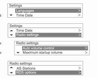 Aparatul radio 85 Posturile de radio RDS sunt indicate după denumirea programului, cu frecvenţa de emisie.