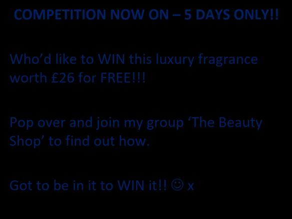 Post your competition post in 6/10 selling groups daily (post during peak times and use a leading advert) See example wording below During competition time, continue to pop 3/5 products per day in