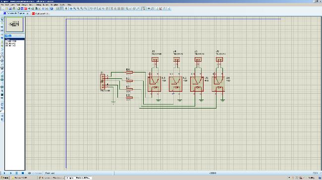 Figure 4 Opto-couplers circuit simulated at Proteus Figure 3 The GUI program simulating the RC car control.