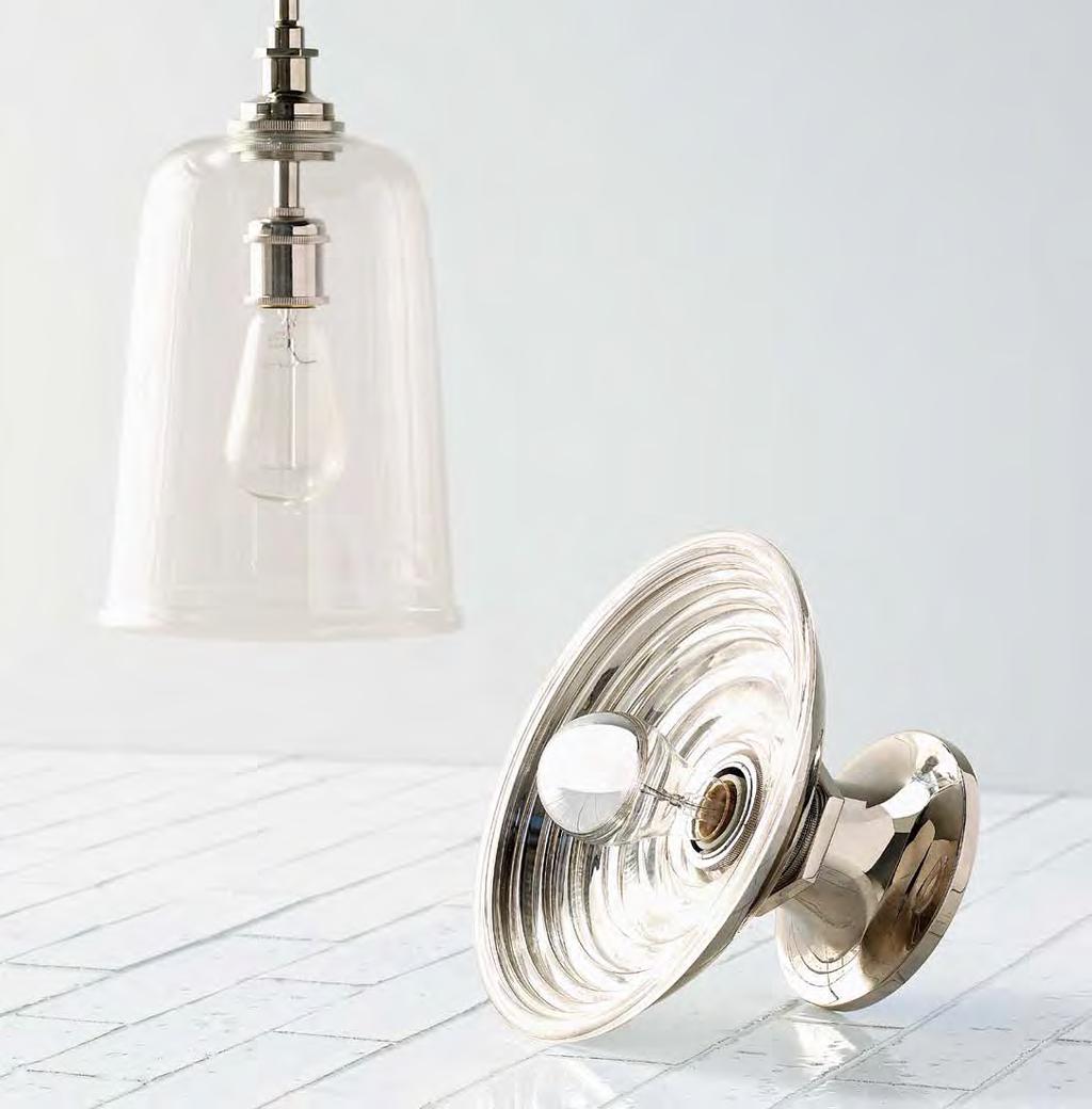 Pendant Shown in Nickel 18-26316-14463 Wall / Ceiling Mounted Sconce Shown in Chrome 18-53521-42448 Field Tile 2¼" x 8" shown in Sugar White 02-12173-82746 Timeless Simplicity Henry s design language