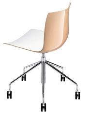 75/88.5 40/53.5 Catifa 46 Art. 0294 Chair with chromed steel five-star swivel trestle base, mounted on self-braking castors and fitted with gas height adjustment mechanism.