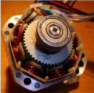 Brushless DC electric motor. Stepper Motor Division of full rotation. Divided to equal steps.