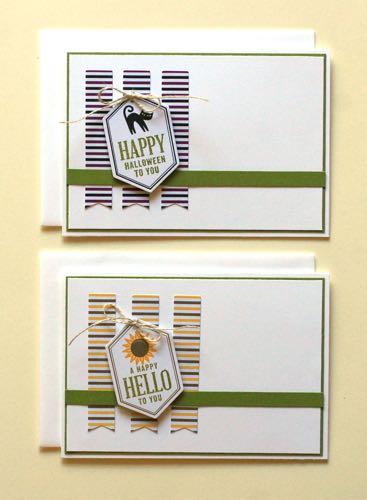 Clean & Simple Seasonal Note Cards 100702 Old Olive Card Stock 100730 Whisper White Card Stock 131527 Note Cards & Envelopes 134365 1/16" Handheld Circle Punch 126889 Stampin Trimmer 103579 Paper