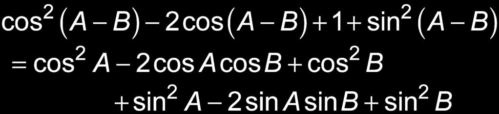 Difference Identity for Cosine Square each side and clear parentheses: Subtract 2 and
