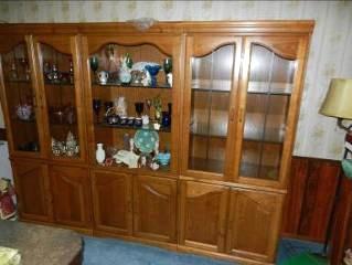 Cabinets (one w/ curved glass,