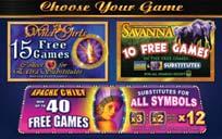 96% Scatter TREE appears on reels 1, 2 and 3 only SAVANNA substitutes for all symbols except TREE Any 3 TREE trigger 10 free games During free games SAVANNA and ELEPHANT substitutes for all symbols