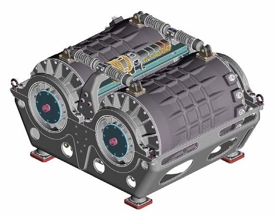 The pulsed alternator incorporates an integral flywheel to store energy for a number of shots without recharge.