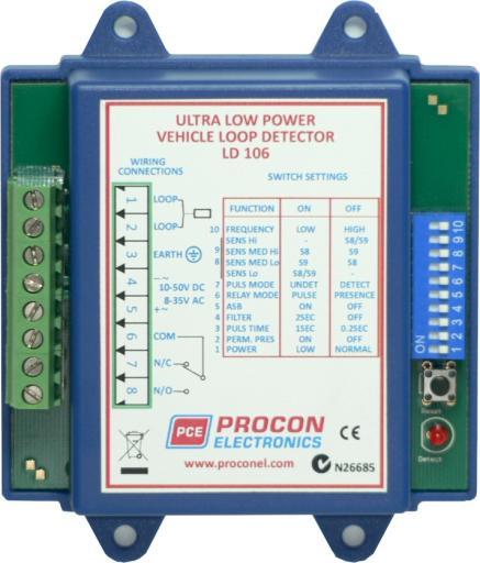 Single Channel Loop Detector Model - LD106 Series The LD106 is an ultra low power single channel inductive loop detector designed for parking and access control applications.