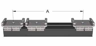 : 15289 Clamping Rail length 300 600 1000 Clamping width A (Step side) 70-160 mm 70-460 mm 70-860 mm Order-No.: 19392 Note: Clamping widths reduced by use of facing jaws! + + + Order-No.