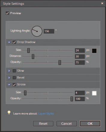Choose Drop Shadows from the pull-down menu and double-click a drop shadow of your choice.