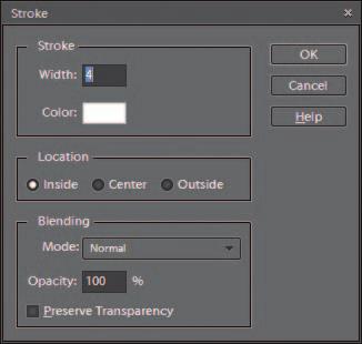 In the dialog box, check the Stroke category and add a white, 4-pixel stroke around the image. If you want to make any other adjustments to the drop shadow, do that, then click OK.