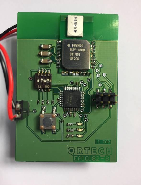 4. Implementing the indoor positioning system Figure 4.4: Picture of the custom made PCB used as a tag. 4.2.