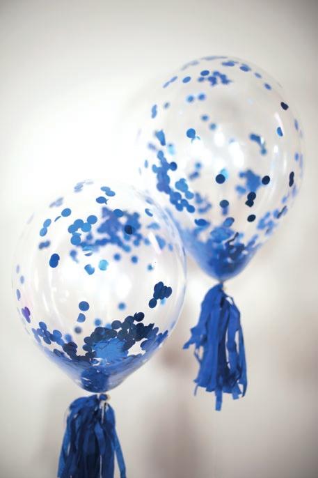 RRP 2.99 pack of 5 balloons filled with silver confetti POM POMS OTW059 RRP 2.