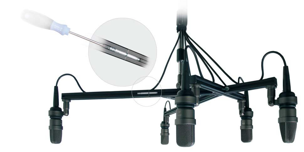 8 MICROPHONE BRACKET FOR INA 5 ARRANGEMENT Arrangement example M 93 studio condenser microphone with EH 93 elastic suspension The INA 5 configuration - Ideale Nieren Anordnung/ideal cardioid