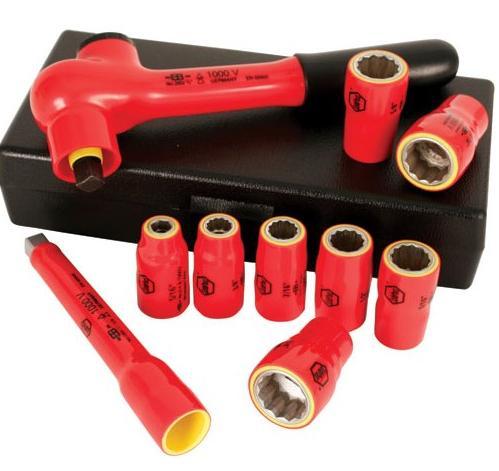 10-Pc SAE 3/8 Insulated Socket Set Part Number:: 464-445 Meets ASTM F1505 Guaranteed 1000V Insulated to EN/IEC 60900 CV forged steel Hardened sockets Product Description and Specifications: 1000V