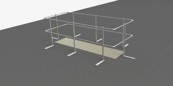RAILING FOR ROOF GANGWAY/ LADDER A simple, stable railing to prevent falling along evacuation routes or work levels.
