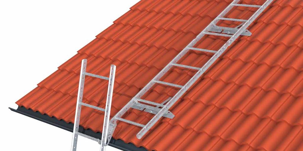ROOF LADDER Lightweight ladder offering good stability. The rungs are profiled to provide increased anti-slip protection and are swaged on both the inside and outside for double safety.