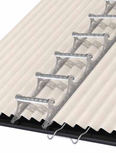 UNIVERSAL ROOF LADDER A new, flexible ladder with a strong, lightweight design. The tread surface is domed with collared holes to provide a good foothold at different roof gradients.