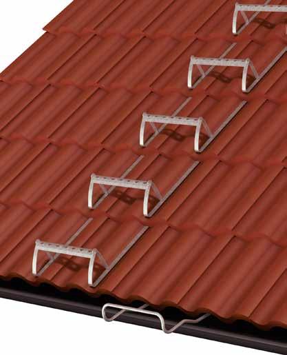 Design in accordance with SS-EN 12951. ROOF TREADS ON TILED ROOF These roof treads have a rounded tread surface made of anti-slip profile metal.
