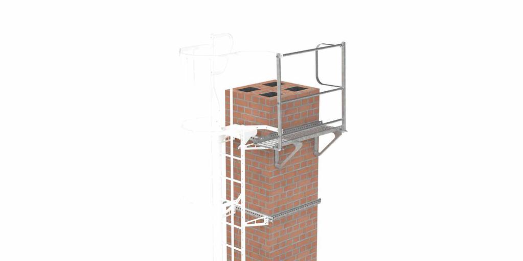 CHIMNEY PLATFORM We use our standard gangways and roof gangway railing for our chimney platforms. When installing Weland's chimney platform, we recommend the use of Weland chimney ties (page 34).