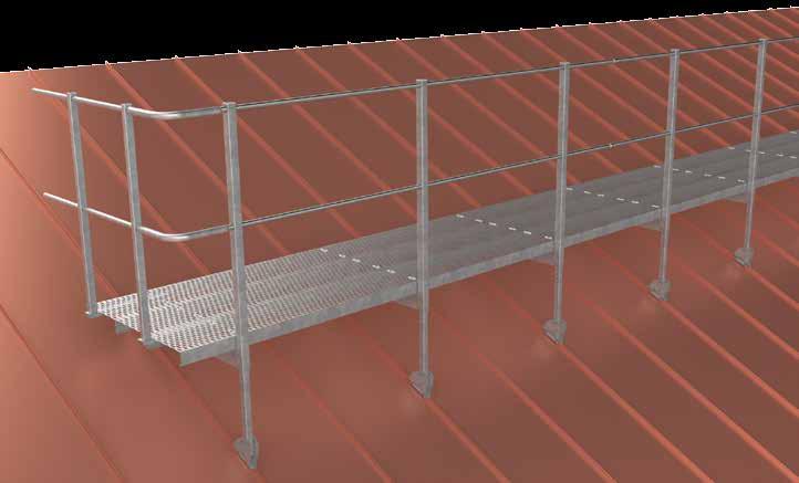 EVACUATION GANGWAY Weland Stål has developed a new simple evacuation gangway. The evacuation gangway has been developed for when there is a need for wider walkways and transport routes on roofs.