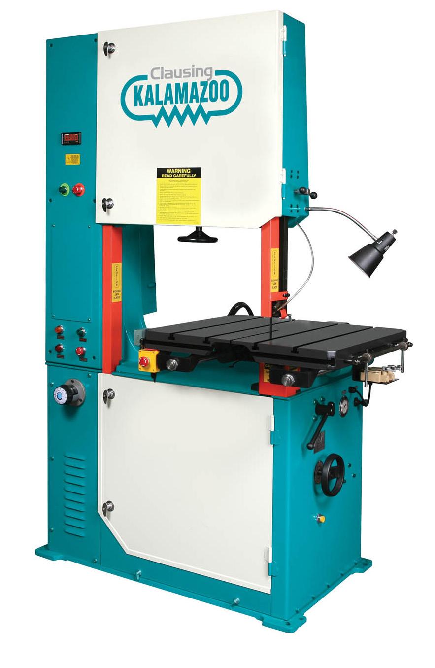 VERTICAL BANDSAW CLAUSING KALAMAZOO 12 X 28 VERTICAL BANDSAWS Features 230 or 460 volt 3 phase 60 hertz electrics Magnetic starter with 110v control circuit and overload protection 3 hp (2.