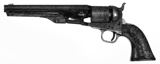 Smith & Wesson model 3 Schofield, Single Action Rounds: 6 Caliber:.44 Schofield Weight: 1.