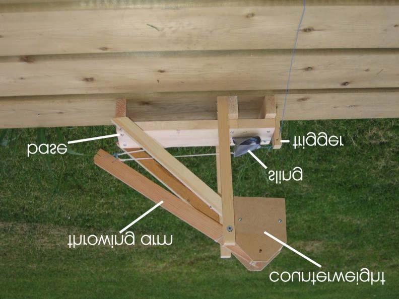 Trebuchet Trebuchet Parts List and Overview The trebuchet pictured above is armed and ready to throw an object. Pulling the pin out of the trigger allows the counterweight to fall.