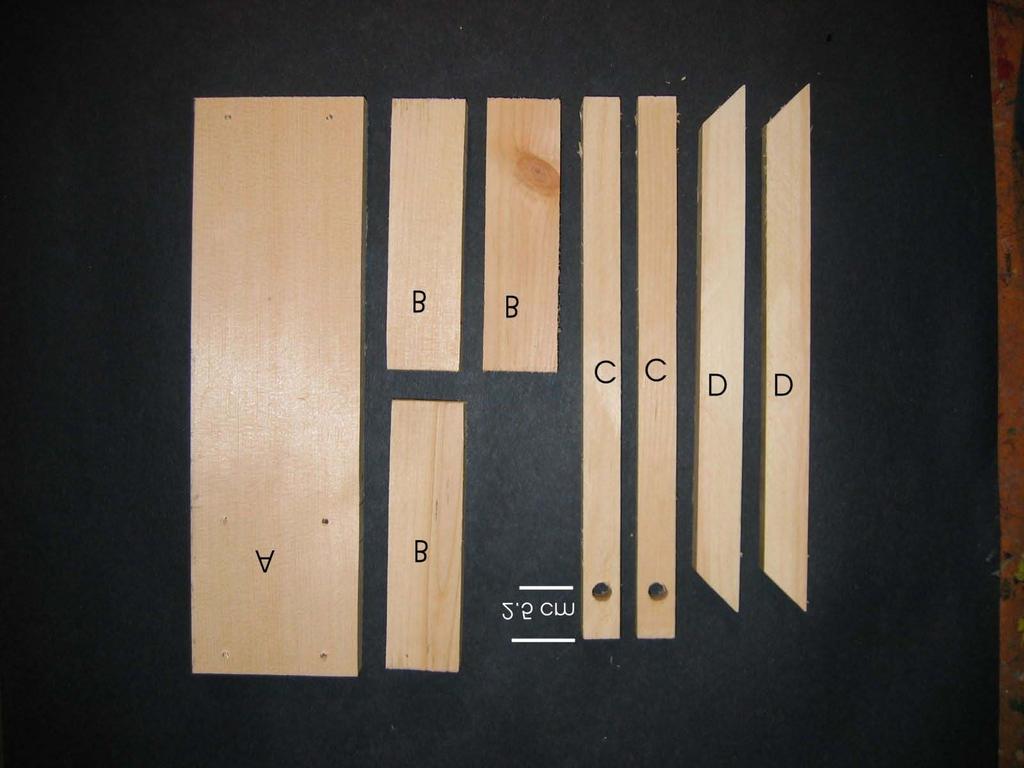 Trebuchet All material is 3/4" softwood. A - main base (1) - 9 cm x 30 cm B - Base Supports (3) - 3.8 cm x 14 cm C - Uprights (2) - 28 cm x 1.