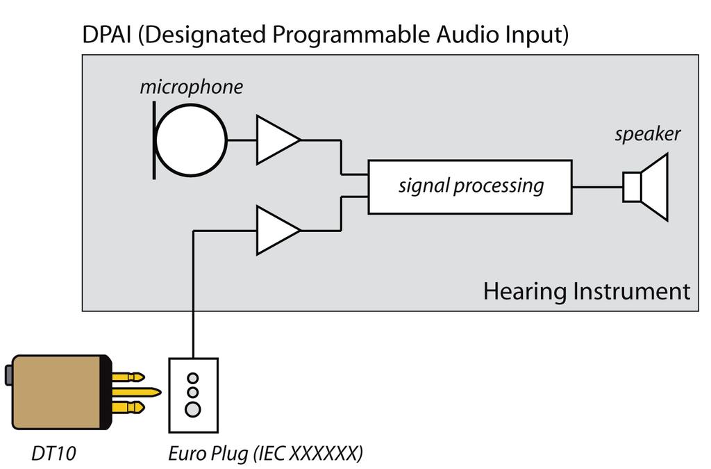 Check the hearing instrument s input To be able to use the Receiver DT10, check if and how the hearing instrument supports the use of a mini receiver: 1.