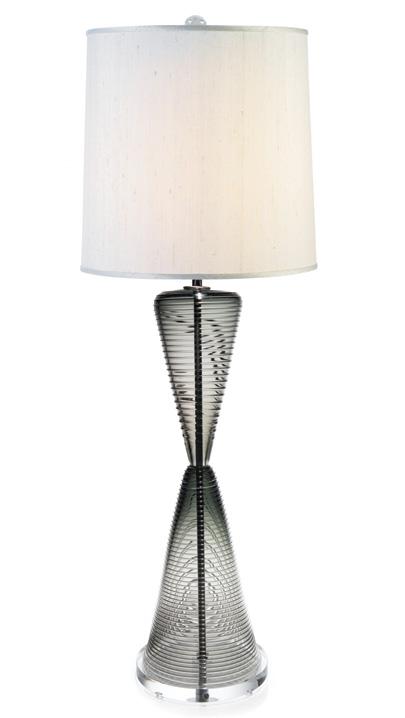 high x 7" wide Large Drum Shade, 13" tall x 13" wide 7" diameter Acrylic foot LARGE TURK LAMP STRIPED BOCCE LAMP LARGE CAIRN LAMP JEWEL LAMP Lamp 26" OAH to top of finial Base dimensions, 16.