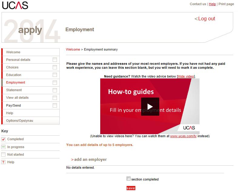 Employment Section Click here to an add an employer new window opens with a few simple questions to answer Checklist: Employment 1.