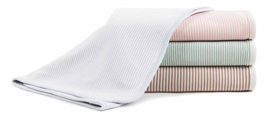 Stripe/Solid Double Layer Knit Receiving Blanket - Sage BRBPIO018 Pin