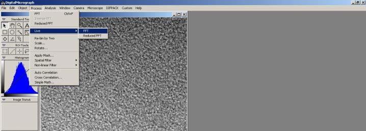 CORRECTING OBJECTIVE ASTIGMATISM METHOD B: FFT Find some amorphous material on your TEM sample e.g.