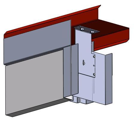 Section 5.11 Door Installation (j) Header Girt Attachment One piece header design 16 Gauge galvanized. Top extends to 88-3/4 off finished floor. Header Frame Face is 6 on exterior swing.